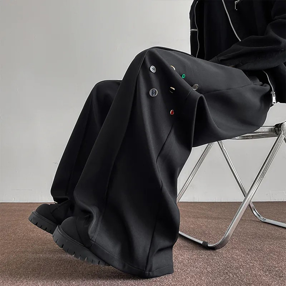 Mens Trousers Button Decoratio - Street Fashion Men 2025 评论和价格